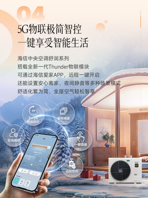 5G物联极简智控开启智能舒适生活EVO视讯真人海信舒润中央空调：