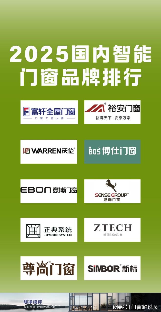 国内智能门窗品牌排行EVO视讯2025